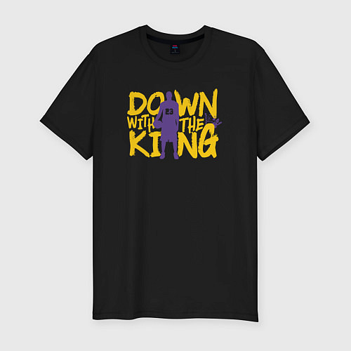 Мужская slim-футболка Down with the king / Черный – фото 1