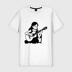 Мужская slim-футболка Классическая гитаристка аниме