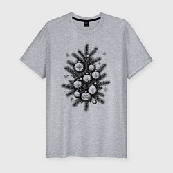 Футболка slim-fit Рождественский букет с шарами, цвет: меланж