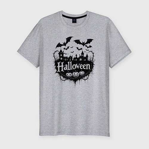 Мужская slim-футболка Тёмная ночь Хэллоуина / Меланж – фото 1