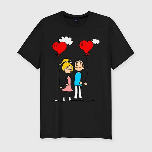 Мужская slim-футболка Влюбленная пара / Черный – фото 1
