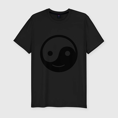 Мужская slim-футболка Веселый Инь Янь / Черный – фото 1