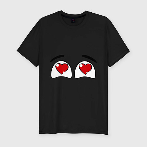 Мужская slim-футболка Влюбленные глаза / Черный – фото 1