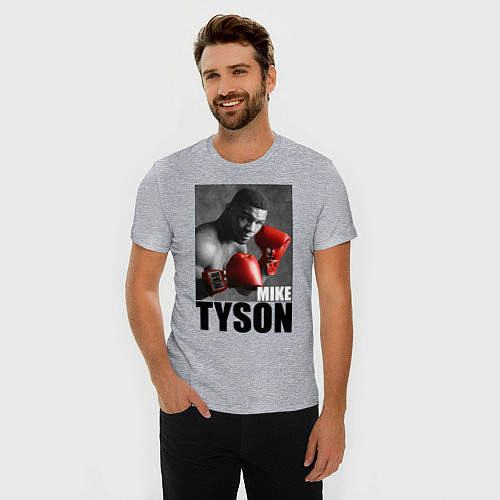Мужская slim-футболка Mike Tyson / Меланж – фото 3
