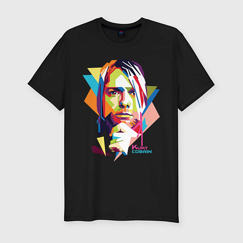 Мужская slim-футболка Kurt Cobain: Colors / Черный – фото 1