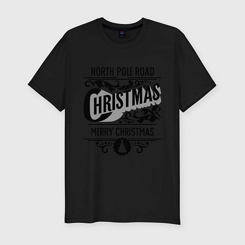 Мужская slim-футболка Merry christmas / Черный – фото 1