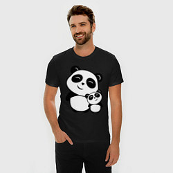Футболка slim-fit Милые панды, цвет: черный — фото 2