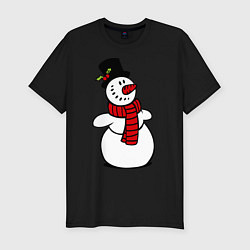 Мужская slim-футболка Весёлый снеговик