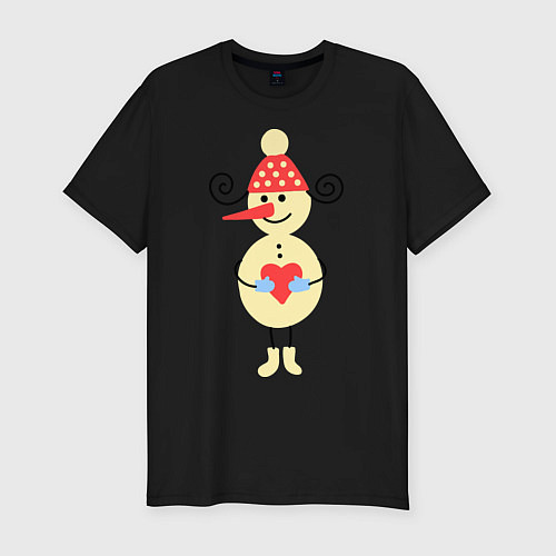 Мужская slim-футболка Снеговик / Черный – фото 1