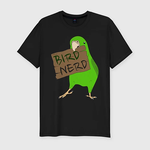 Мужская slim-футболка Bird Nerd / Черный – фото 1