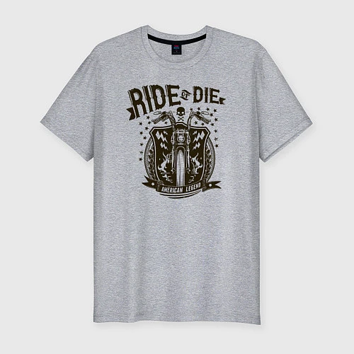 Мужская slim-футболка Ride or Die / Меланж – фото 1