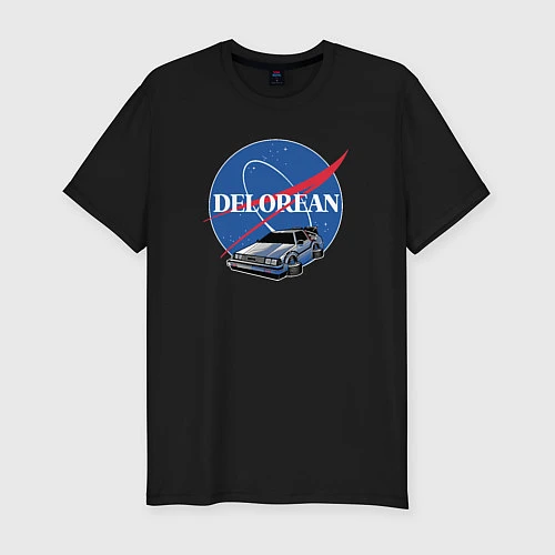 Мужская slim-футболка Delorean Space / Черный – фото 1