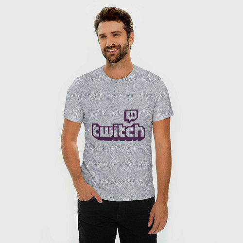 Мужская slim-футболка Twitch Logo / Меланж – фото 3