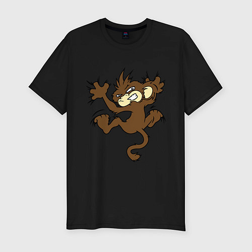Мужская slim-футболка Злая обезьяна / Черный – фото 1