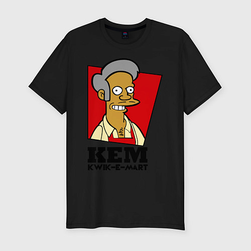 Мужская slim-футболка Kwik-e-market / Черный – фото 1