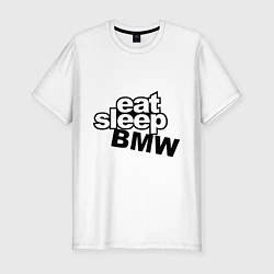Футболка slim-fit Eat Sleep BMW, цвет: белый