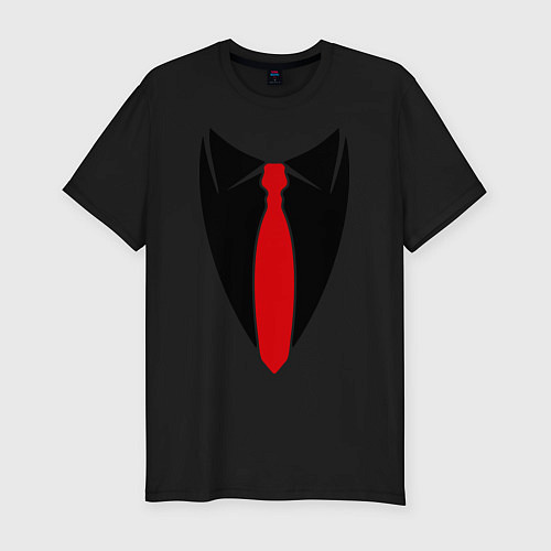 Мужская slim-футболка Галстук с сорочкой / Черный – фото 1