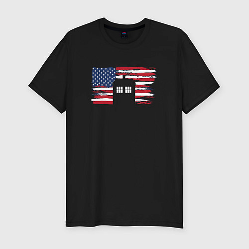Мужская slim-футболка American Doctor Who / Черный – фото 1