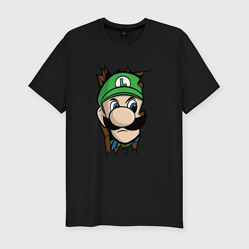 Мужская slim-футболка Луиджи Марио / Черный – фото 1