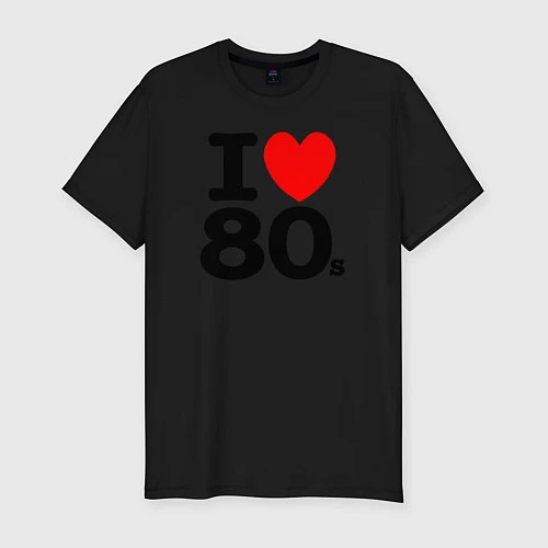Мужская slim-футболка I Love 80s / Черный – фото 1