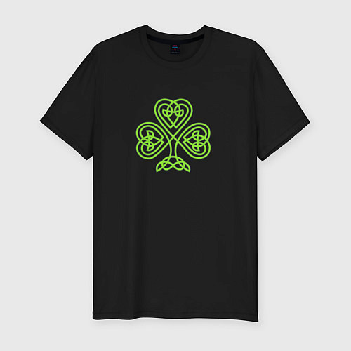 Мужская slim-футболка Celtic сlover / Черный – фото 1