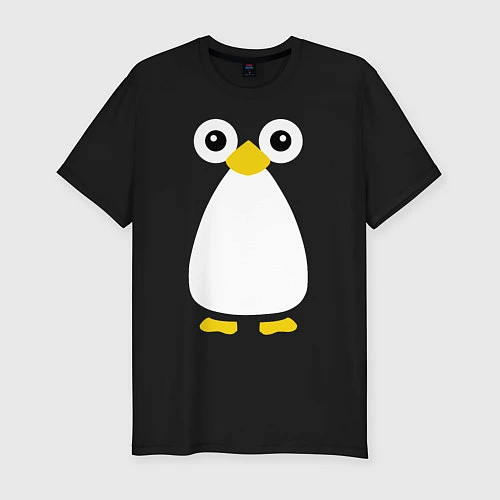 Мужская slim-футболка Сумасшедший пингвин / Черный – фото 1