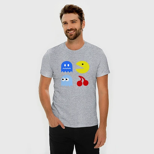 Мужская slim-футболка Pac-Man Pack / Меланж – фото 3