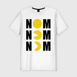 Футболка slim-fit Pac-Man: Nom nom, цвет: белый