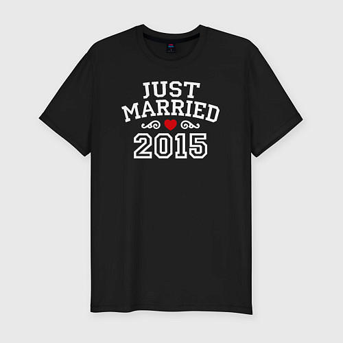 Мужская slim-футболка Just Married 2015 Молодожены / Черный – фото 1