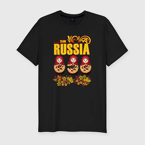 Мужская slim-футболка National team Russia / Черный – фото 1