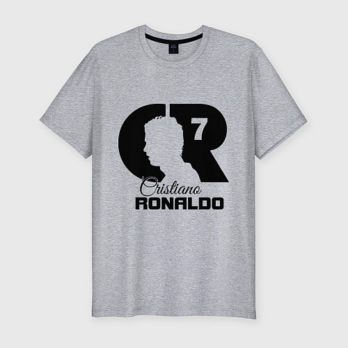 Мужская slim-футболка CR Ronaldo 07 / Меланж – фото 1