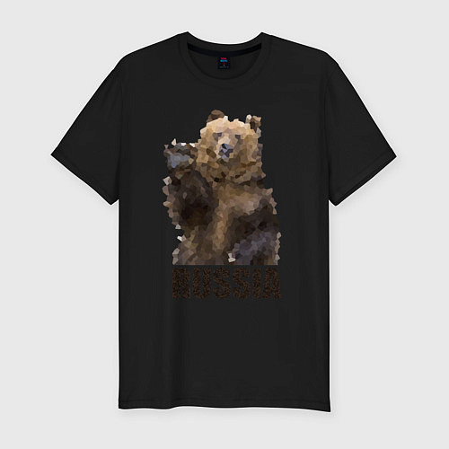 Мужская slim-футболка Russia: Poly Bear / Черный – фото 1