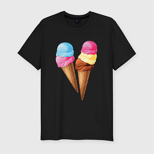 Мужская slim-футболка Мороженое / Черный – фото 1
