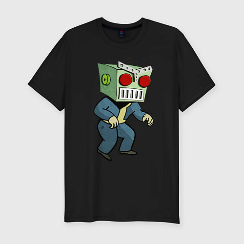 Мужская slim-футболка Fallout Robo / Черный – фото 1