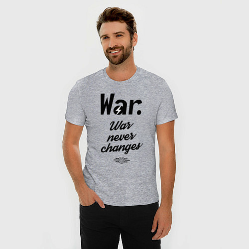 Мужская slim-футболка War never changes / Меланж – фото 3