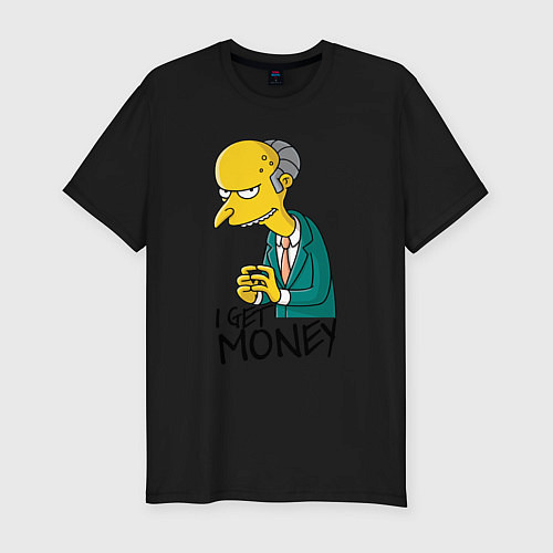 Мужская slim-футболка Mr. Burns: I get money / Черный – фото 1