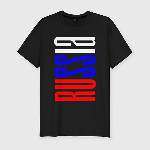 Мужская slim-футболка Russia Tricolor / Черный – фото 1