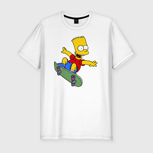 Мужская slim-футболка Барт на скейте / Белый – фото 1