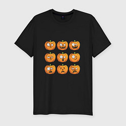 Мужская slim-футболка Набор тыкв (Хеллоуин)