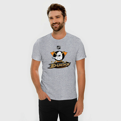 Мужская slim-футболка NHL: Anaheim Ducks / Меланж – фото 3