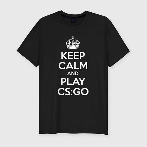 Мужская slim-футболка Keep Calm & Play CS:GO / Черный – фото 1