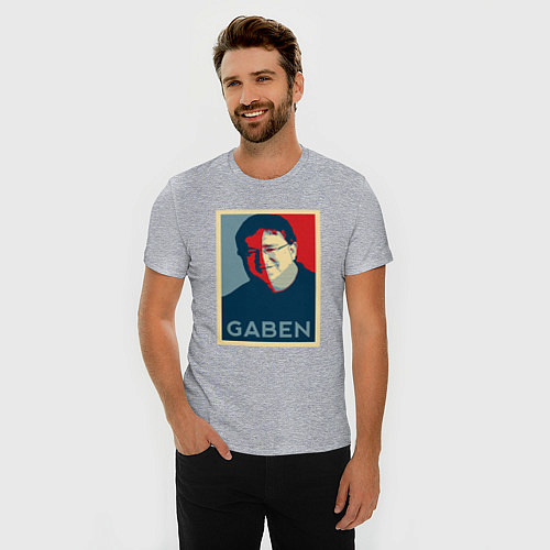 Мужская slim-футболка Gaben Face / Меланж – фото 3