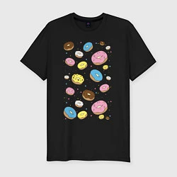 Футболка slim-fit Пончики, цвет: черный