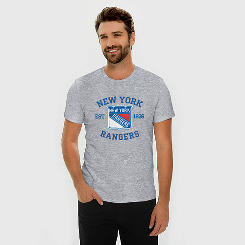 Мужская slim-футболка New York Rengers / Меланж – фото 3