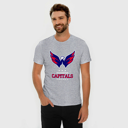 Мужская slim-футболка Washington Capitals / Меланж – фото 3