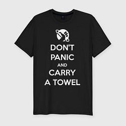 Мужская slim-футболка Dont panic & Carry a Towel