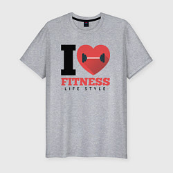 Футболка slim-fit I love Fitness, цвет: меланж