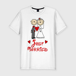 Футболка slim-fit Just married, цвет: белый