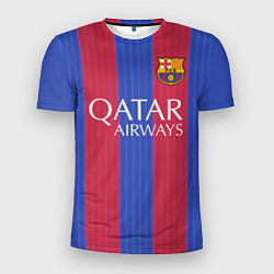 Футболка спортивная мужская FCB Messi: Qatar Airways, цвет: 3D-принт