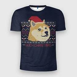 Футболка спортивная мужская Doge Such Christmas, цвет: 3D-принт